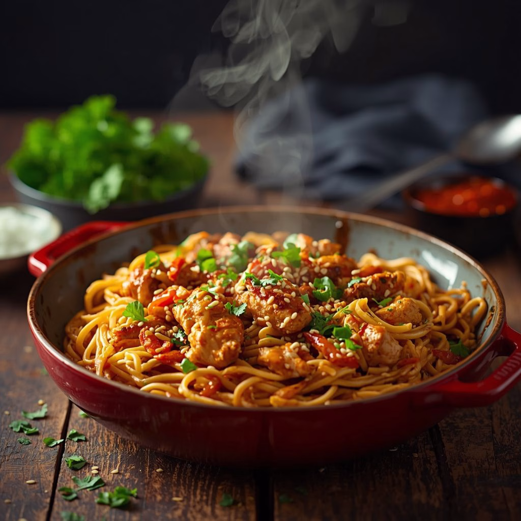 Honey Sesame Chicken Noodle Bake Recipe