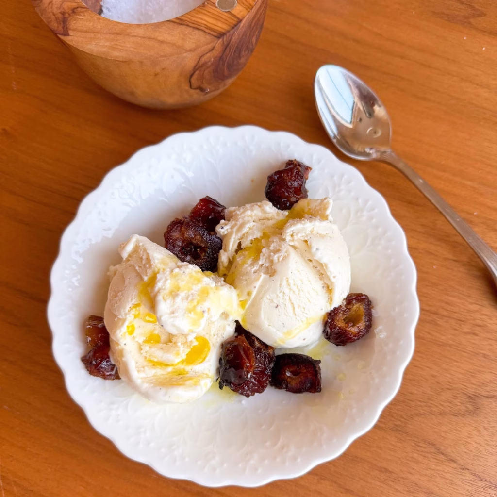 Olive Oil Sauteed Date Ice Cream Sundaes Recipe
