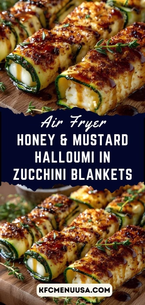 Air Fryer Honey & Mustard Halloumi in Zucchini Blankets