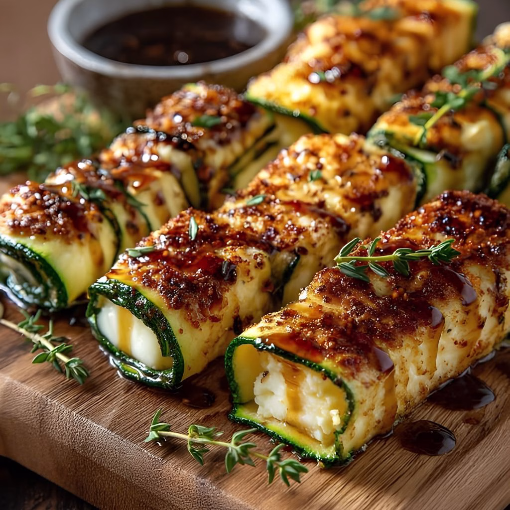 Air Fryer Honey & Mustard Halloumi in Zucchini Blankets
