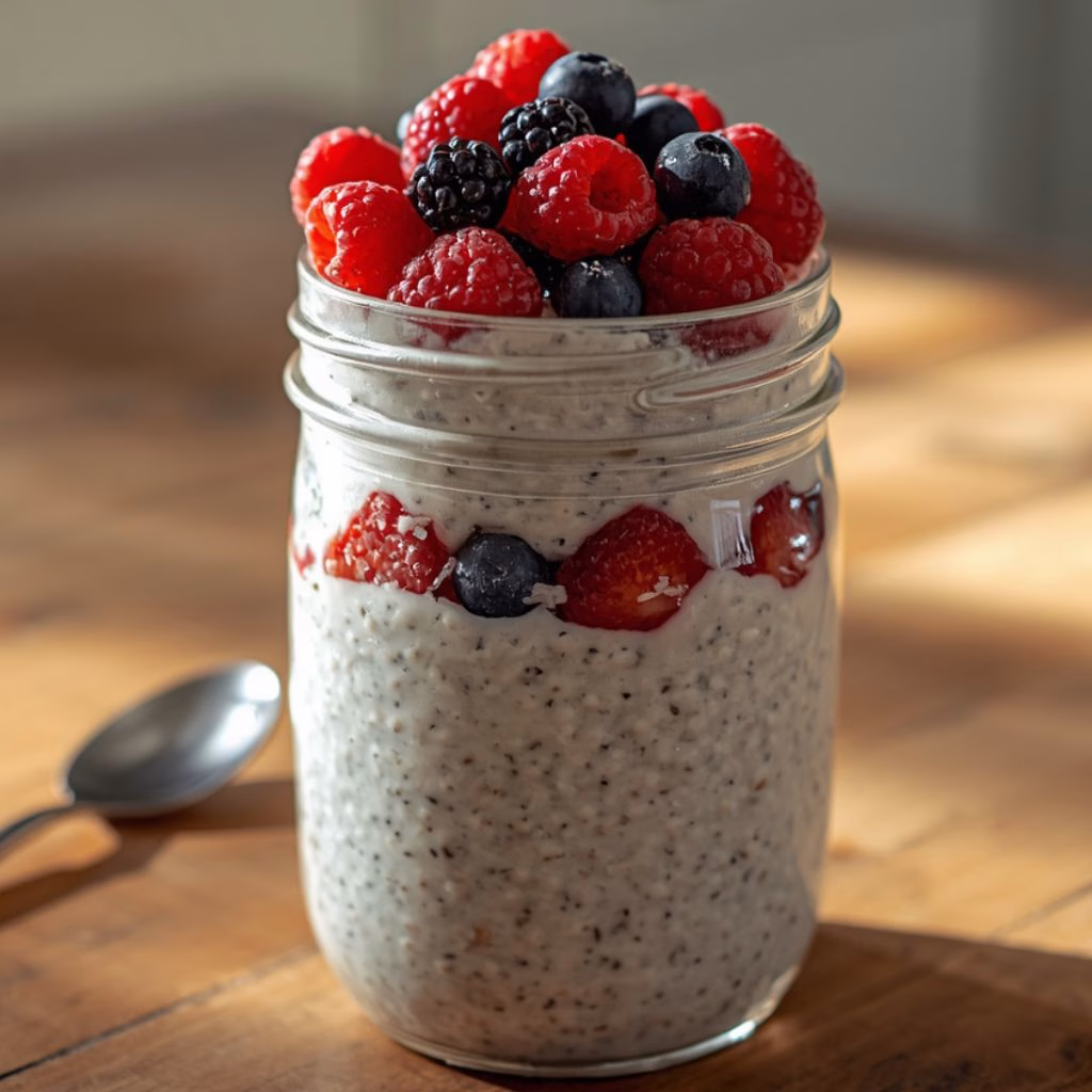Almond Butter Berry Overnight Oats Recipe