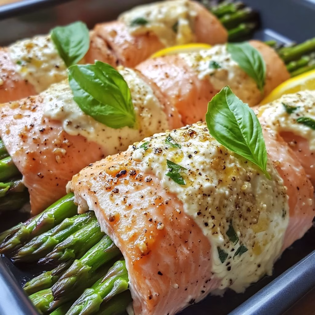 Asparagus & Lemon Basil Ricotta Stuffed Salmon Recipe