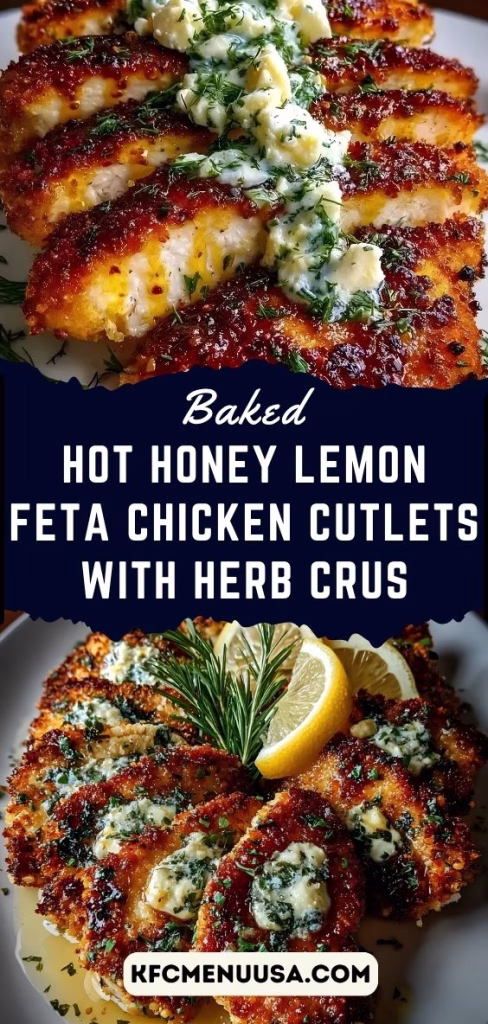 Baked Hot Honey Lemon Feta Chicken Cutlets with Herb Crust Recipe