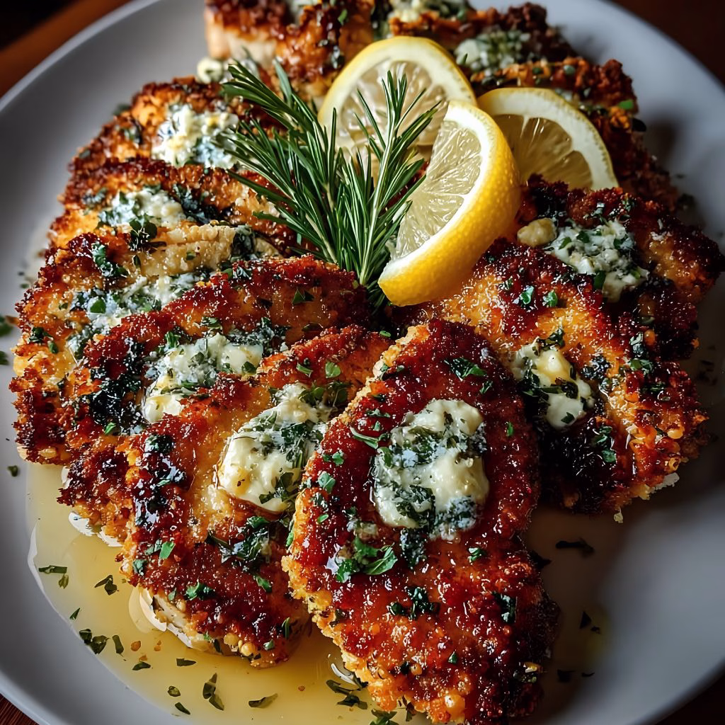 Baked Hot Honey Lemon Feta Chicken Cutlets with Herb Crust Recipe
