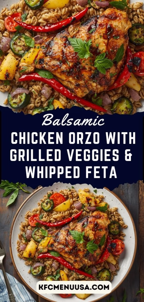 Balsamic Chicken Orzo with Grilled Veggies & Whipped Feta Recipe