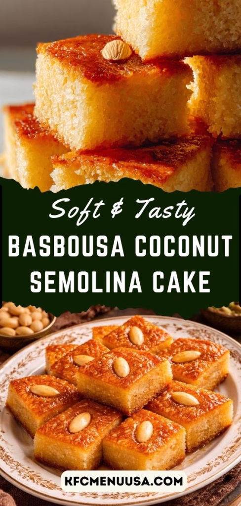 Basbousa Coconut Semolina Cake Recipe
