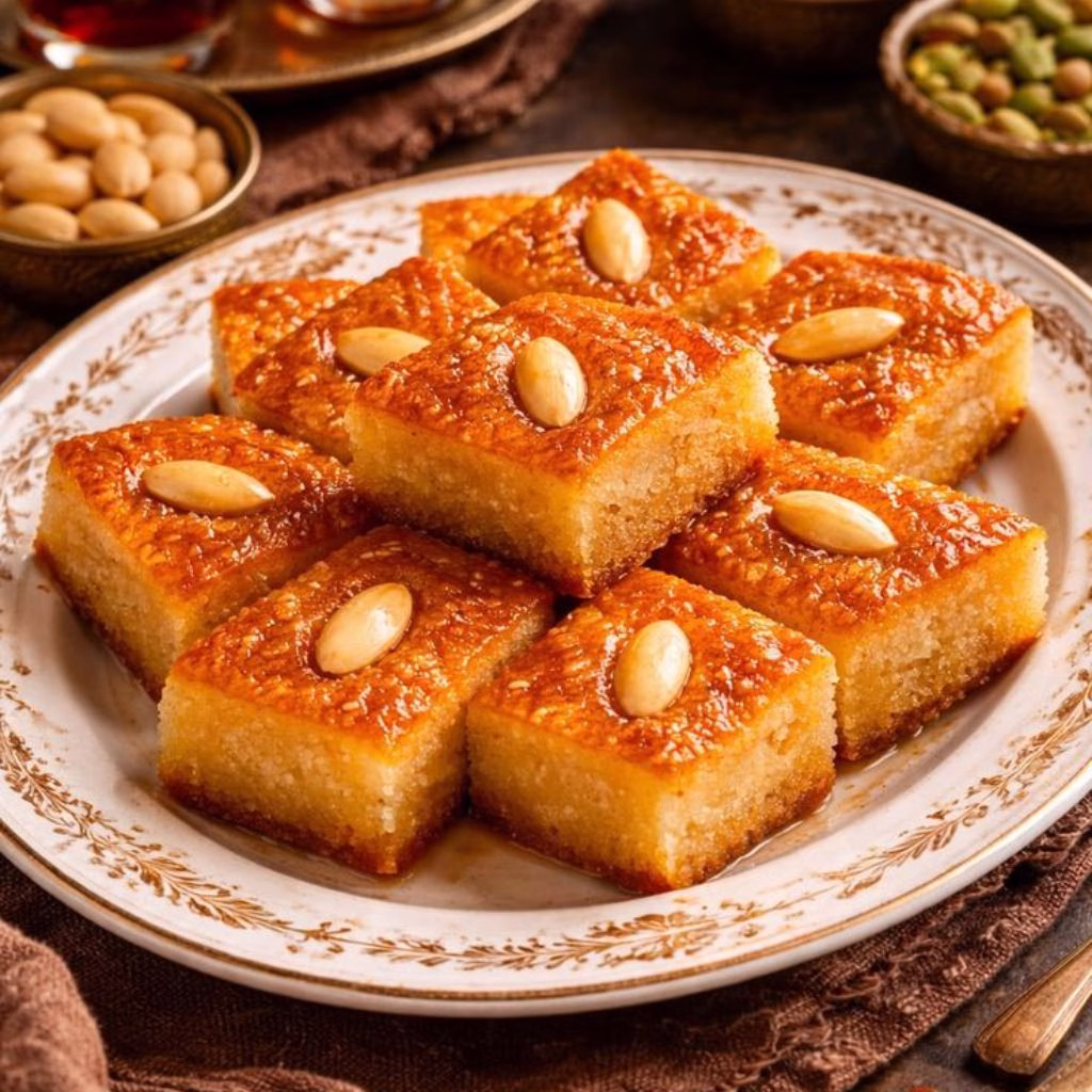 Basbousa Coconut Semolina Cake Recipe