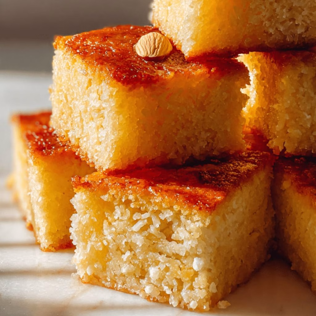 Basbousa Coconut Semolina Cake Recipe
