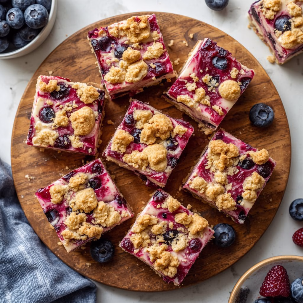 Blueberry Crumble Cheesecake Bars Recipe