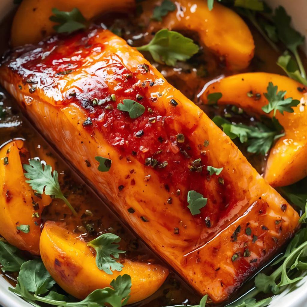 Bourbon Peach Roasted Salmon Recipe