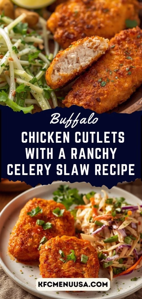 Buffalo Chicken Cutlets with Creamy Ranch Celery Slaw Recipe