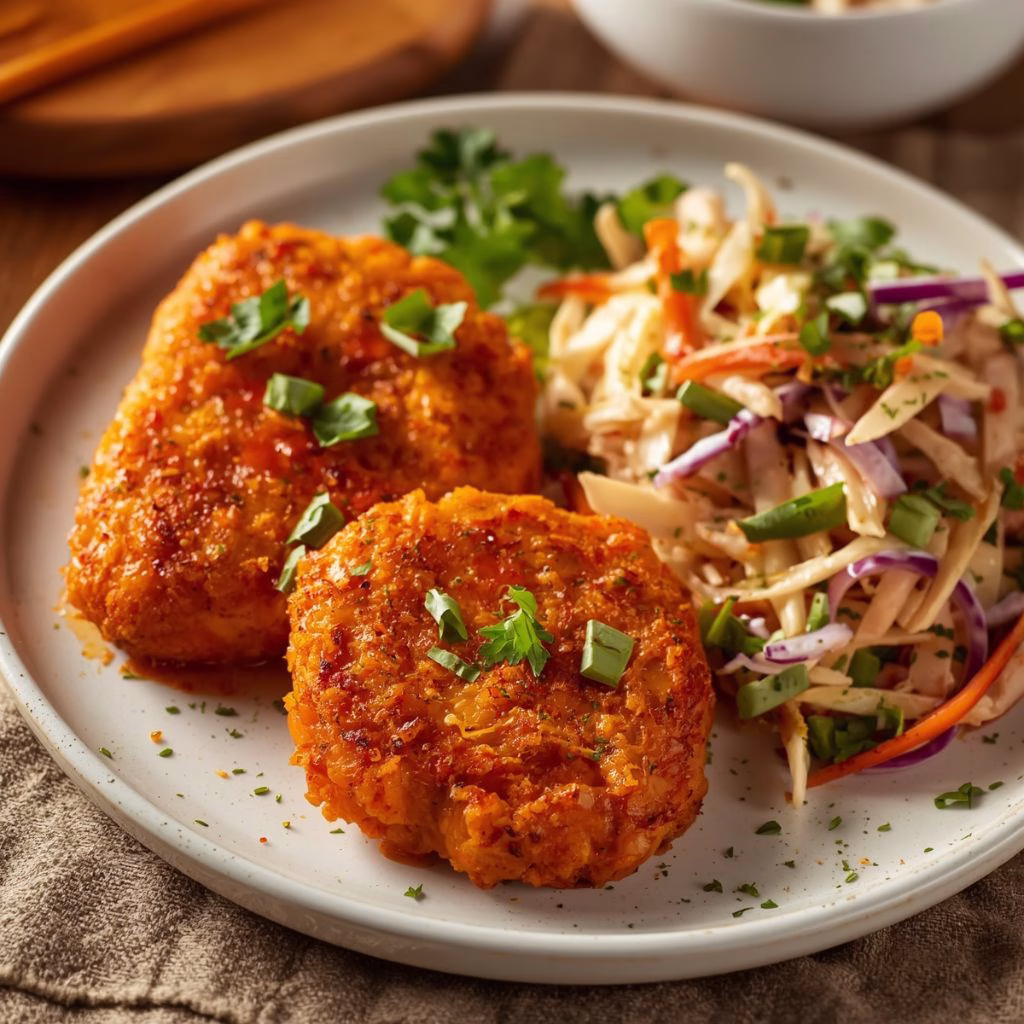 Buffalo Chicken Cutlets with Creamy Ranch Celery Slaw Recipe