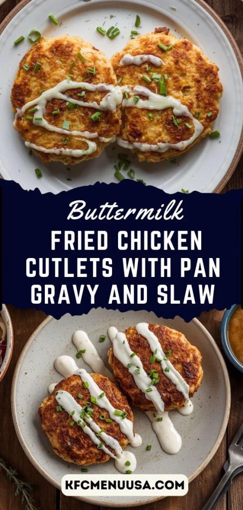 Buttermilk Fried Chicken Cutlets with Creamy Pan Gravy And Slaw Recipe