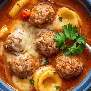 Cheesy Meatball Tortellini Soup Recipe