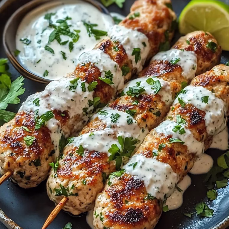 Chicken Kofta with Creamy Garlic Yogurt Sauce Recipe