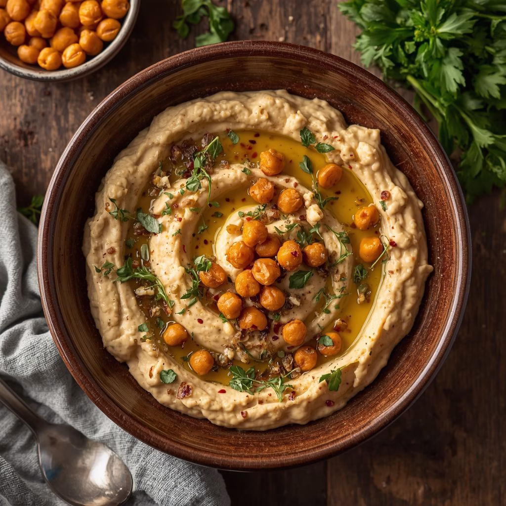 Classic Hummus Mezze Bowl With Crispy Chickpeas Recipe