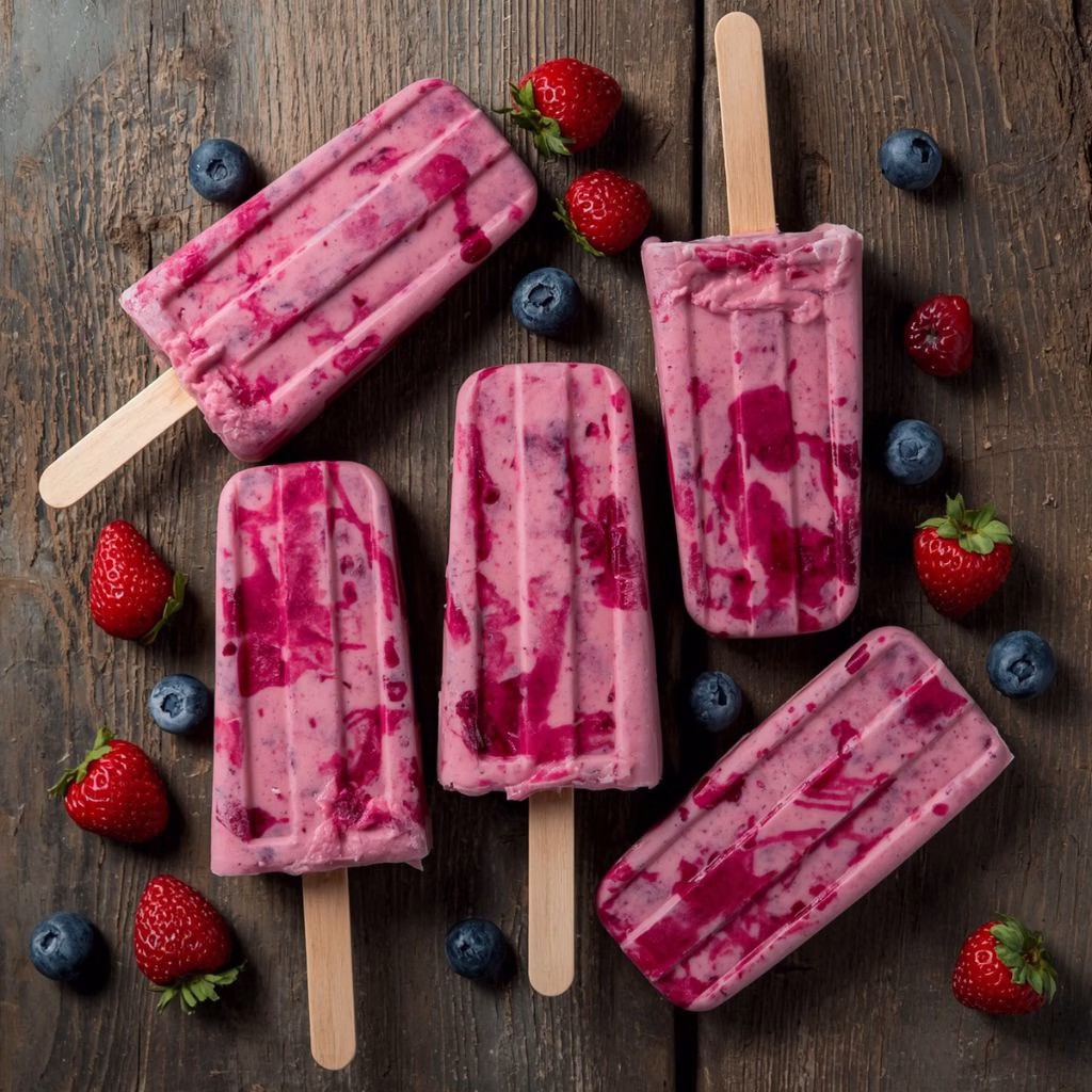 Creamy Berry Cottage Cheese Protein Popsicles Recipe