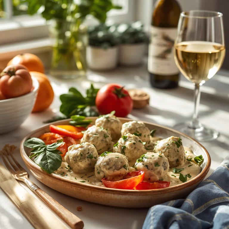 Creamy Spinach Alfredo Chicken Ricotta Meatballs Recipe