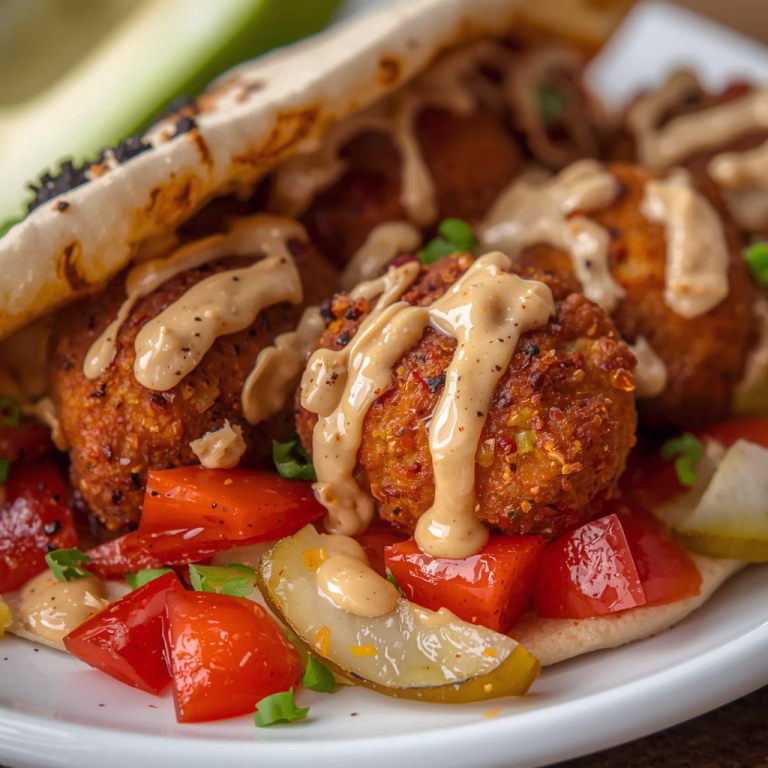 Crispy Falafel Pita With Tahini & Pickles Recipe