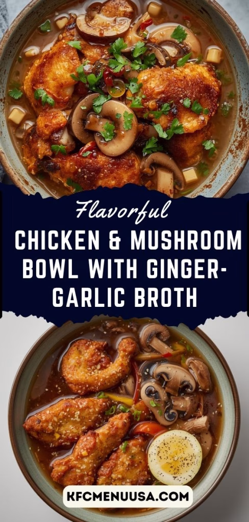 Crispy Chicken & Mushroom Bowl with Ginger Garlic Broth Recipe