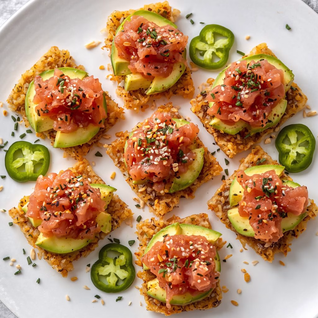 Crispy Salmon Rice Cakes with Spicy Mayo Recipe