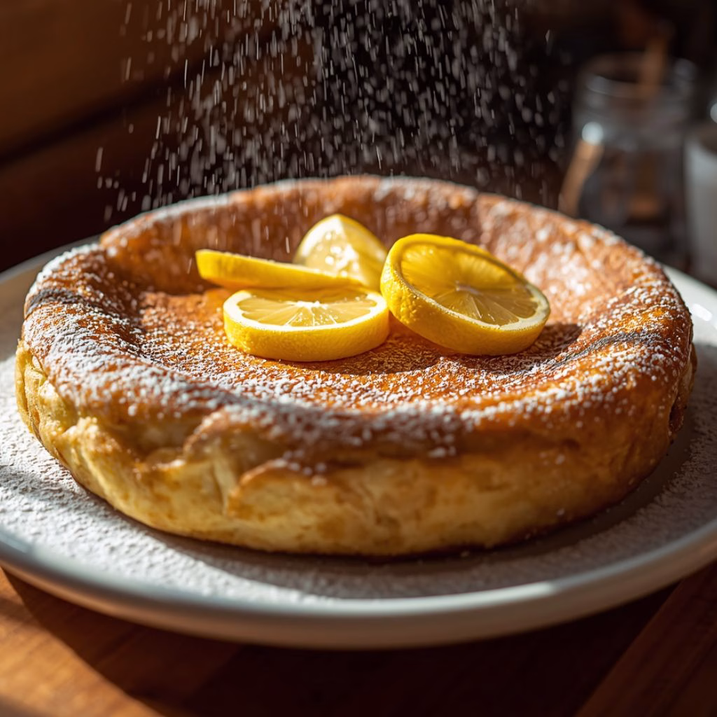 Dutch Baby Pancake With Lemon and Powdered Sugar Recipe