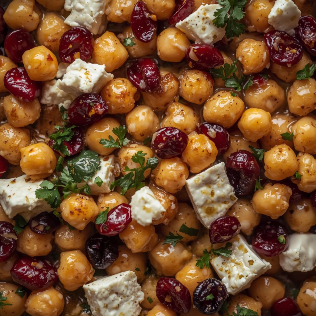 Feta & Cranberry Chickpeas with Lemon Vinaigrette