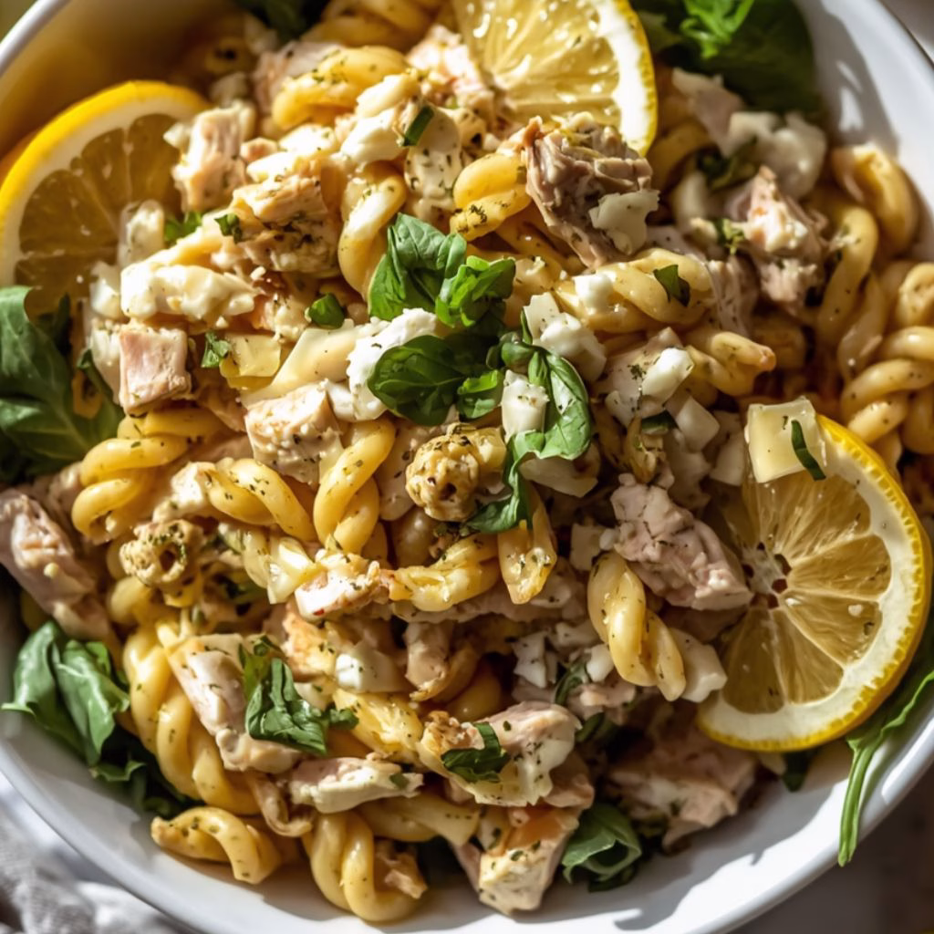 Fresh Lemon Chicken Artichoke Pasta Salad Recipe