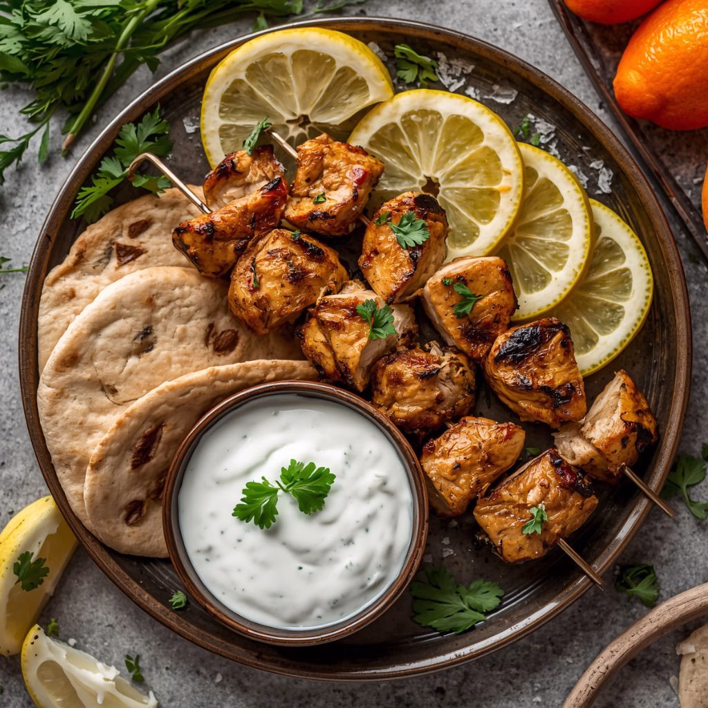 Greek Chicken Souvlaki with Tzatziki Sauce Recipe
