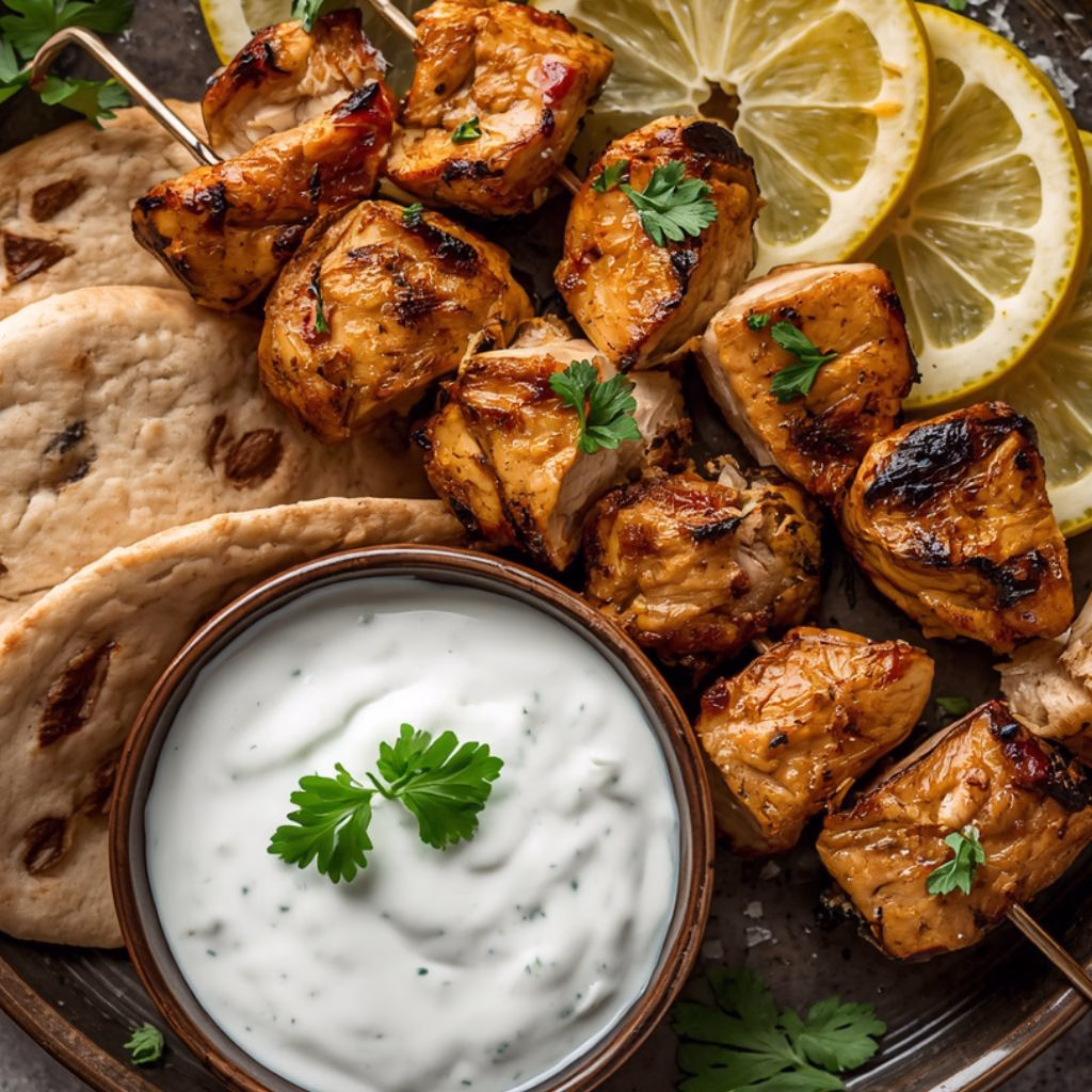 Greek Chicken Souvlaki with Tzatziki Sauce Recipe