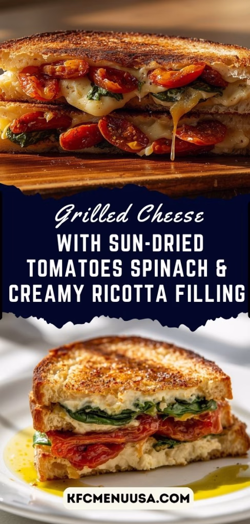 Grilled Cheese with Sun-Dried Tomatoes Spinach and Creamy Ricotta Filling Recipe