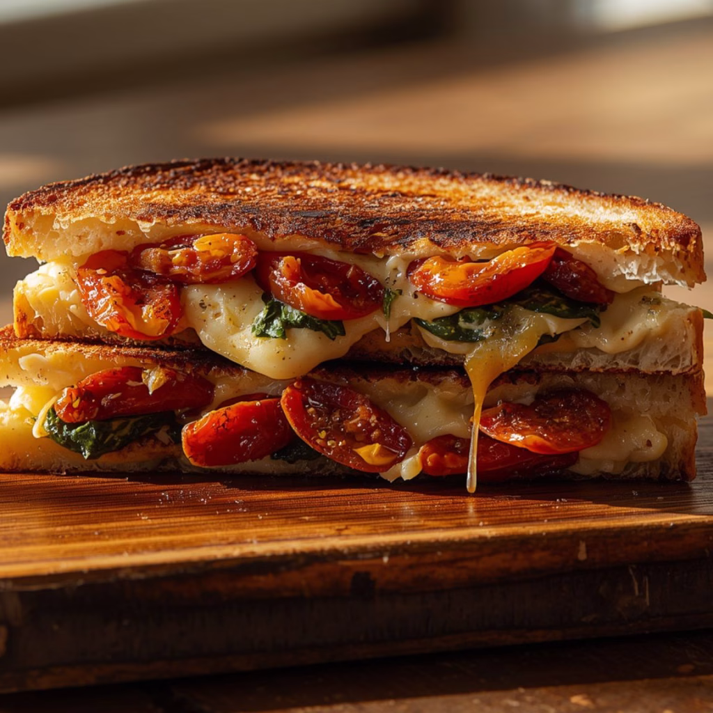 Grilled Cheese with Sun-Dried Tomatoes Spinach and Creamy Ricotta Filling Recipe