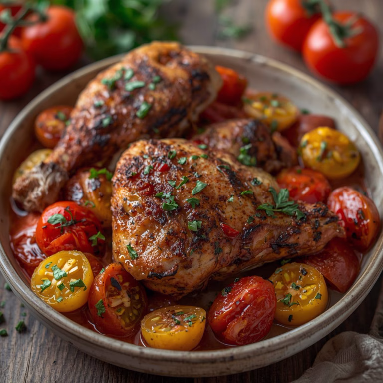 Grilled Zhoug Chicken & Tomatoes Recipe