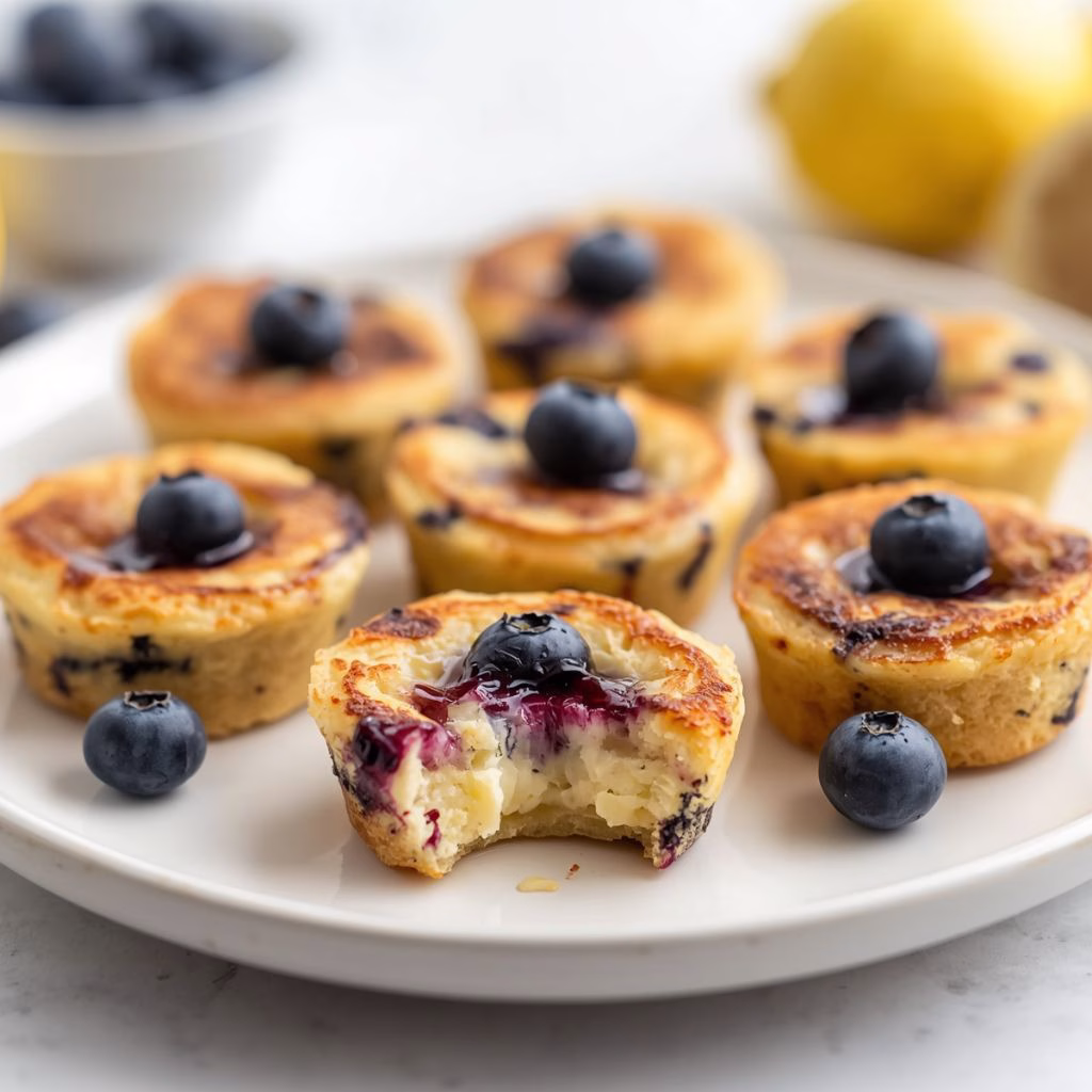 Lemon Blueberry Cottage Cheese Pancake Bites