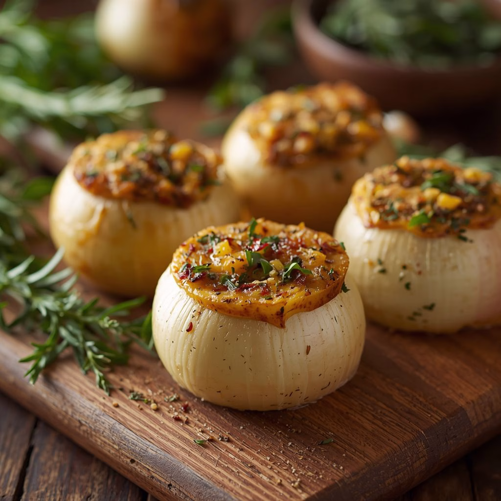 Mediterranean Stuffed Baked Onions Recipe