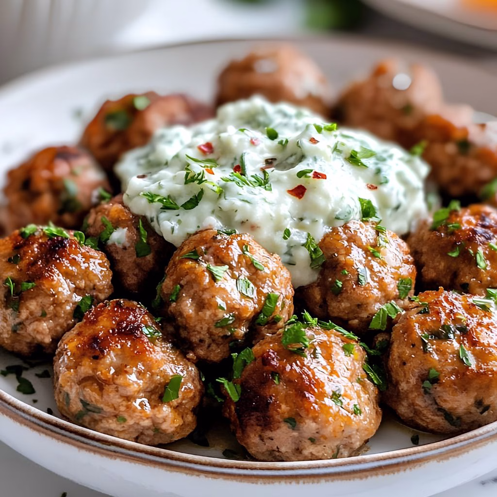 Mini Greek Meatball Bites with Tzatziki Recipe