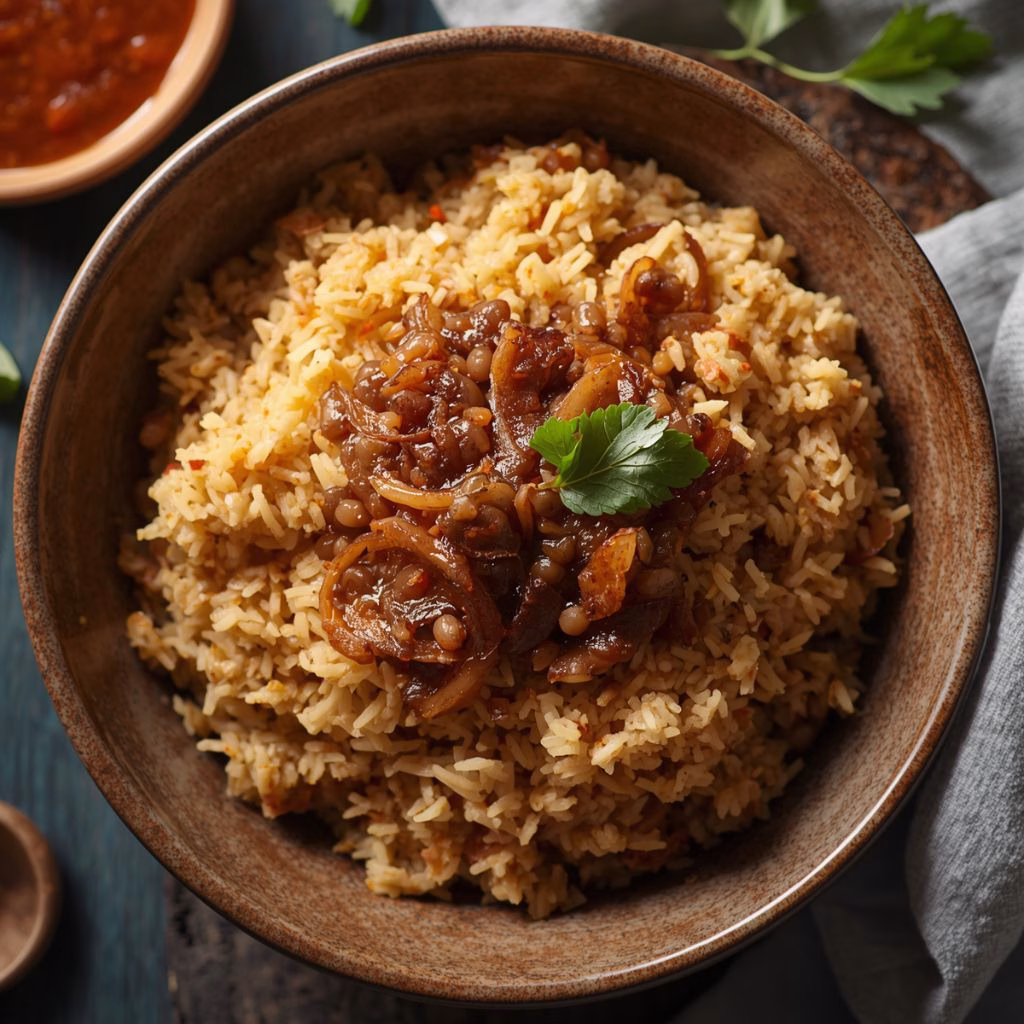 Mujadara Rice and Lentil Pilaf with Caramelized Onions Recipe