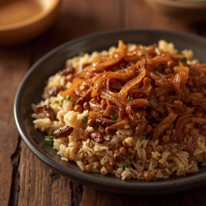 Mujadara Rice and Lentil Pilaf with Caramelized Onions Recipe