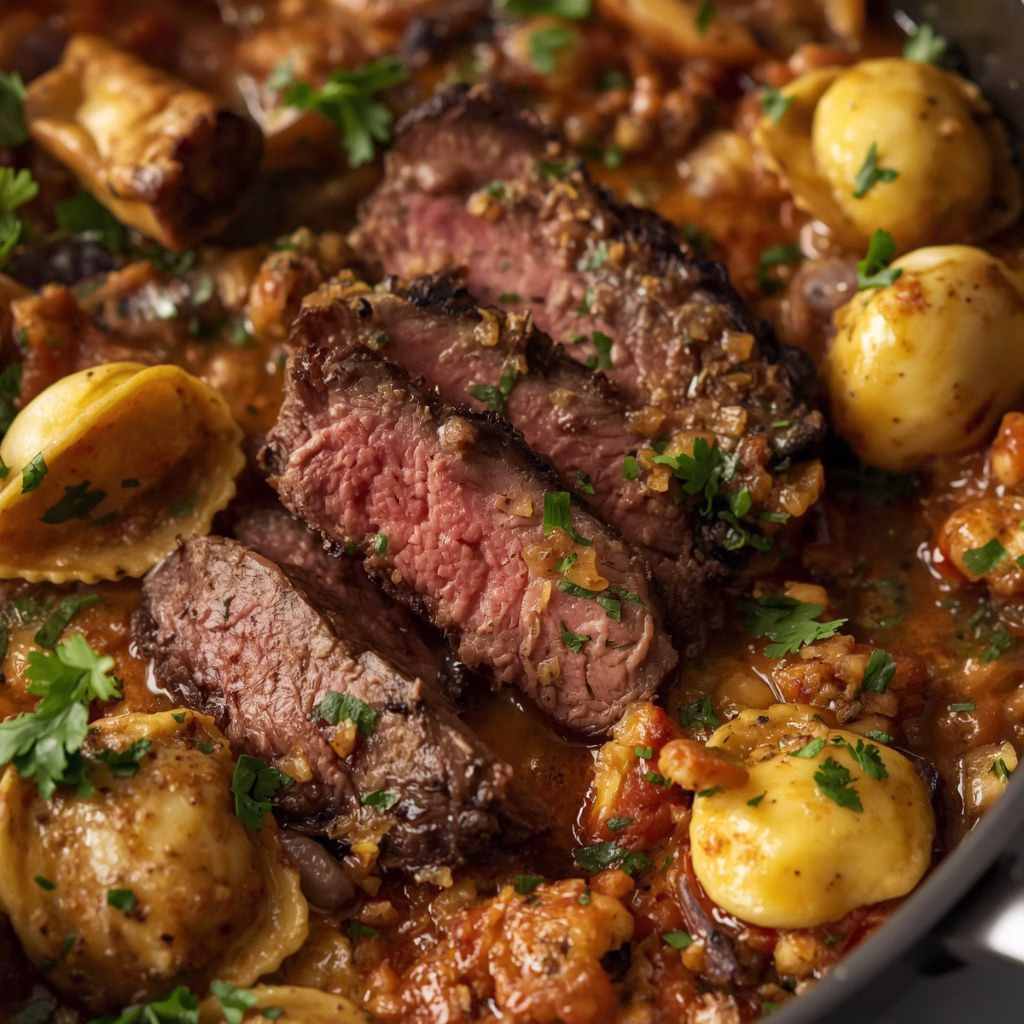 One-Pan Cowboy Butter Tortellini Steak Bites Recipe