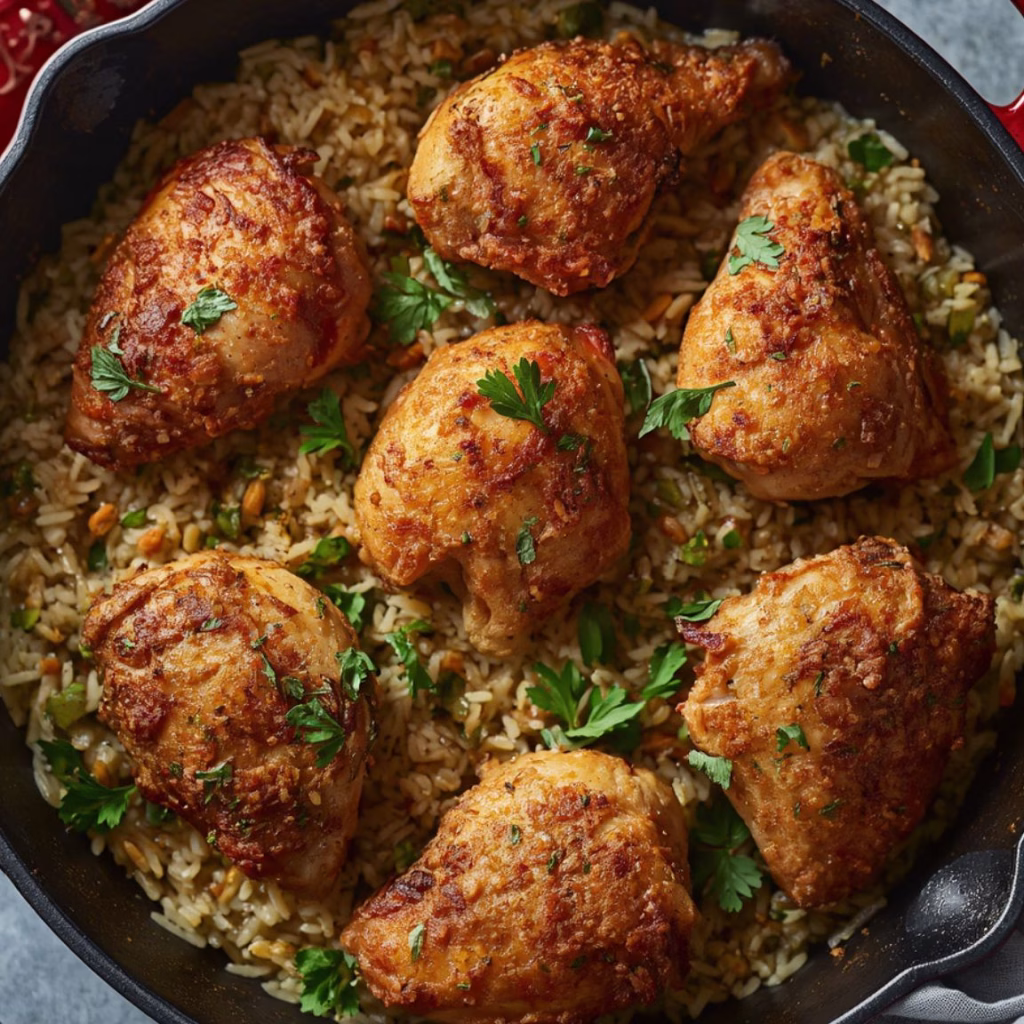 One-Pot Crispy Chicken and Rice Recipe