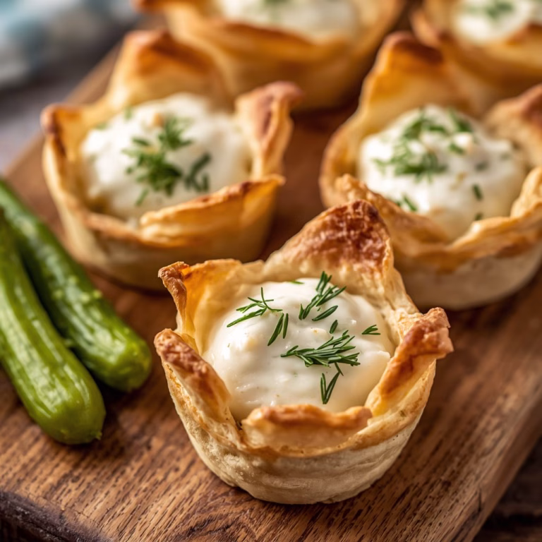Pickle Dip Puff Pastry Cups Recipe