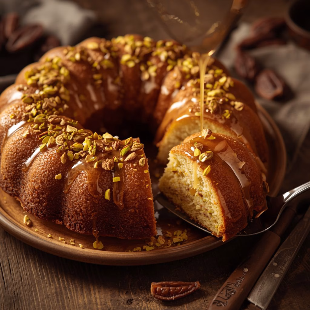 Moist Pistachio Date Honey Cake Recipe