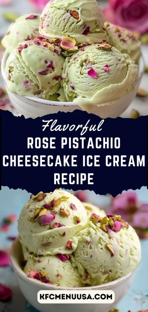 Rose Pistachio Cheesecake Ice Cream Recipe