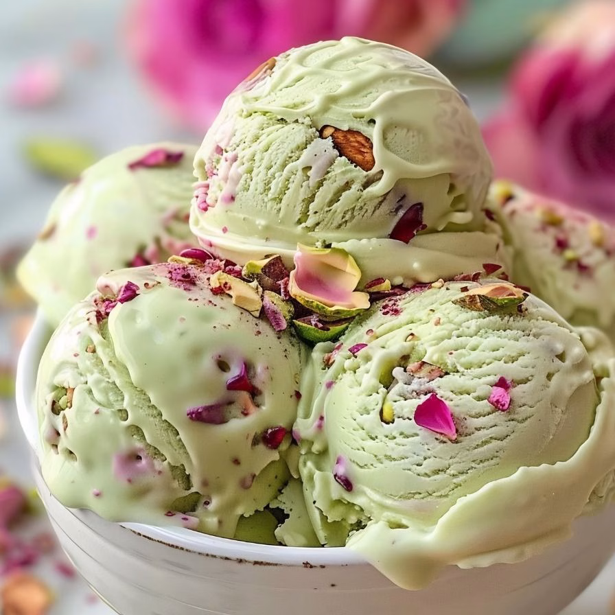 Rose Pistachio Cheesecake Ice Cream Recipe