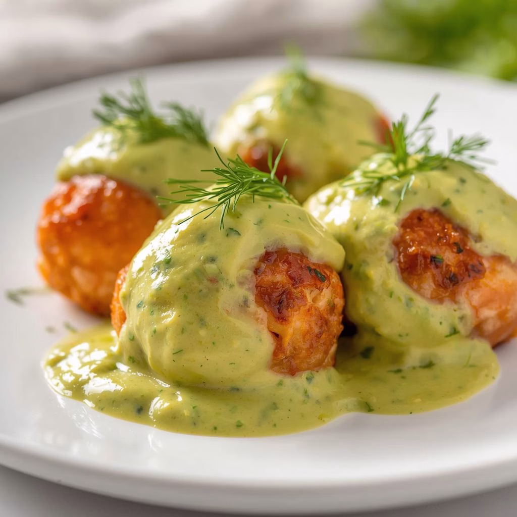 Salmon Balls with Creamy Avocado Sauce Recipe
