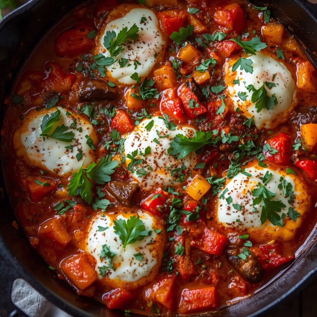 Shakshuka with Peppers and Feta Recipe