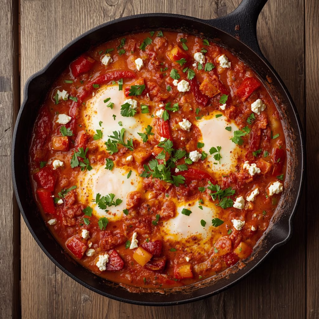 Shakshuka with Peppers and Feta Recipe