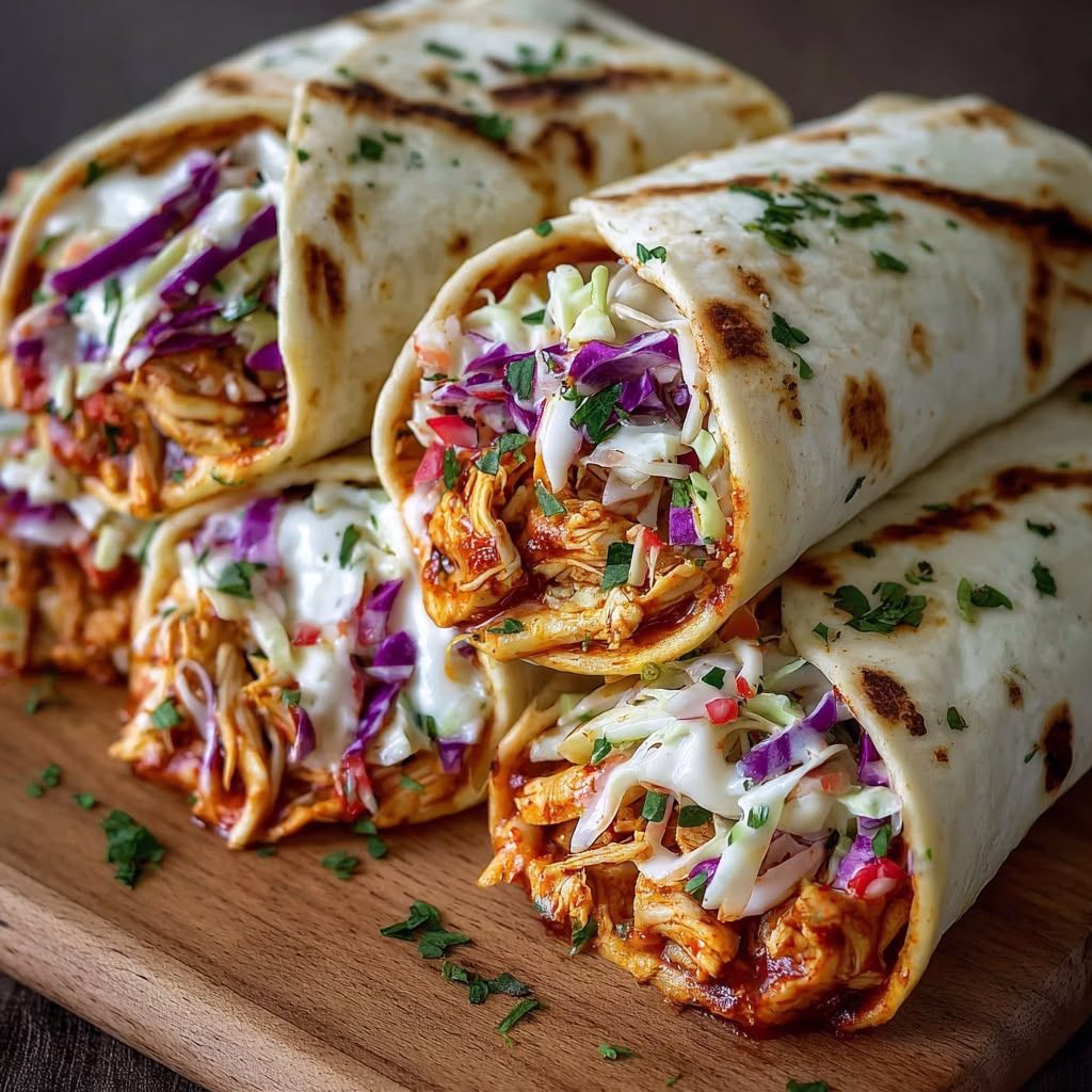 Smoky BBQ Chicken & Crunchy Coleslaw Wraps Recipe