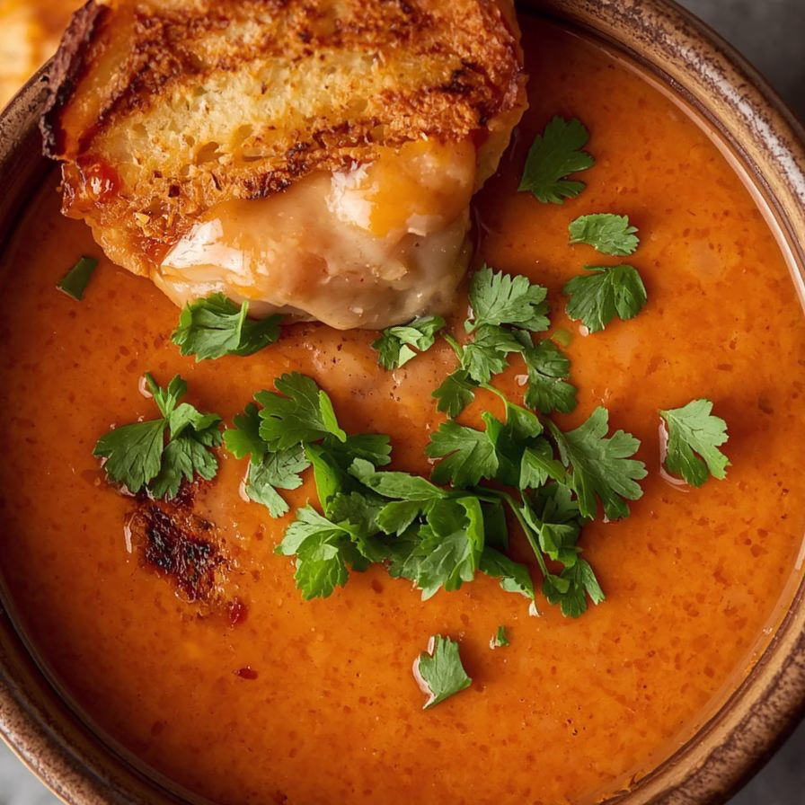 Spicy Jalapeño Popper Soup with Grilled Cheese Dippers
