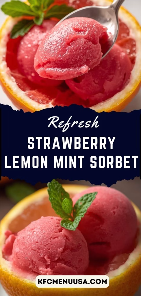 Strawberry Lemon Mint Sorbet Recipe